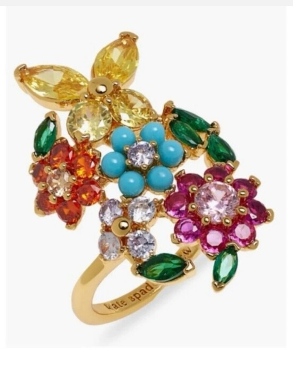 Kate Spade New Bloom Flower Ring. Multi Color Stones New Size 7